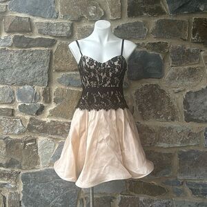Milly Of New York Lace Overlay Silk Dress in Black & Champagne Size 4